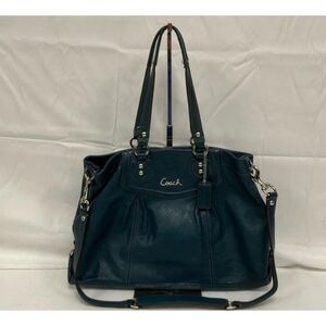 Coach "ASHLEY" F19243 Teal Top Handle Convertible Leather Shoulder Crossbody Bag